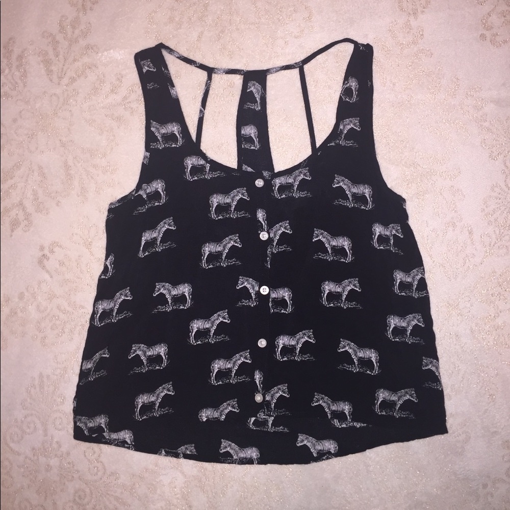 Black and white zebra print tank top